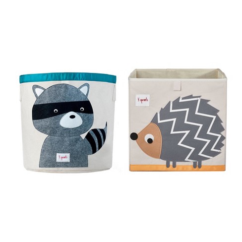 3 Sprouts Foldable Fabric Storage Cube Box Soft Toy Bin, Pet Hedgehog & Canvas Storage Bin Laundry and Toy Basket for Baby and Kids, Raccoon - image 1 of 4