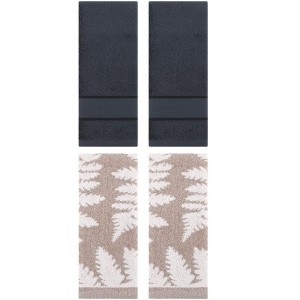 REGALWOVEN 4 Pcs Bathroom Decorative Cotton Soft Absorbent Sold Striped Hand Towel - 1 of 4
