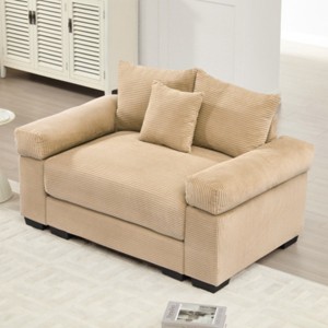 Oversized Chair and a Half in Corduroy with Thick Cushions and Armrests, Comfy Deep Seat Cloud Sofa for Living Room or Reading Nook–The Pop Home - 1 of 4