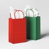 10ct Solid Red and Solid Green Junior Tote Christmas Gift Bags - Wondershop™ - 2 of 4