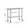 Flash Furniture Rawcliffe Portable Prep and Work Table with 18 Gauge Stainless Steel Top Shelf, Galvanized Steel Undershelf and 4 Casters w/ 2 Locking - 4 of 4