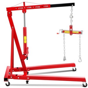 2 Ton Engine Hoist with Lever Stabilizer, Foldable Cherry Picker Shop Crane, 4400 lbs Hydraulic Engine Crane Leveler for Auto Repair, Motors, Loading - 1 of 4