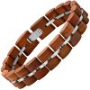 Steeltime Men's stainless steel and wood link bracelet. Color Options: Silver, Gold - 2 of 4