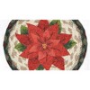 Earth Rugs Festive Red Poinsettias Round Coaster 7" Seasonal Farmhouse Drink Mat - 2 of 3