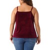 Agnes Orinda Women's Plus Size Velvet V Neck Spaghetti Strap Lace Floral Panel Camisoles - 4 of 4