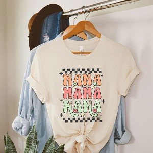 Simply Sage Market Women's Checkered Stacked Mama Short Sleeve Garment Dyed Tee - 1 of 2