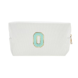 Unique Bargains Portable Corduroy Rectangular Letter Makeup Bag White 1 Pc - 1 of 4
