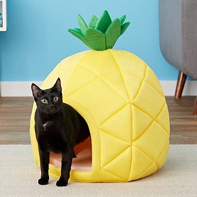 Small Yellow Pineapple Pet Bed House with Cushion