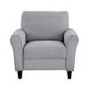 Textured Fabric Upholstered Chair with Foam Padding, Attached Cushions, Welt Trim and Exposed Wood Feet - 2 of 4