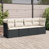 vidaXL 4 Piece Patio Sofa Set with Cushions Black and Cream - Without Table - 2 of 4