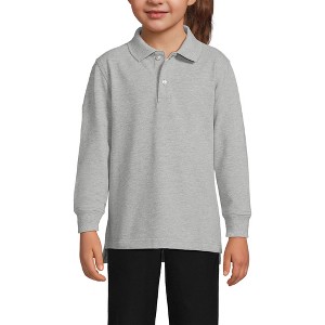 Lands' End School Uniform Kids Long Sleeve Mesh Polo Shirt - 1 of 4