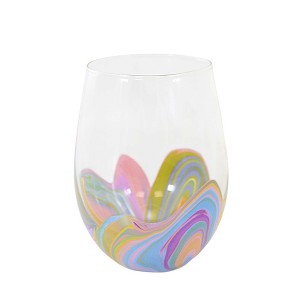 4.75 In Blue Groove Stemless Wine Glass Ettavee Izzy & Oliver Wine Glasses - 1 of 3