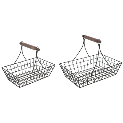 Transpac Metal Catchall Wire Baskets S/2 Home Decorations