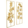 Set of 2 Metal Floral Orchid Wall Decors with Gold Frame - CosmoLiving by Cosmopolitan: Luxury Glam Style, Vertical Display - 2 of 4