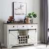 OKD 54" Wine Bar Cabinet w/Sliding Barn Door, Kitchen Coffee Bar Cabinet w/Wine & Glass Rack, 3 Drawers, Large Buffet Sideboard - 2 of 4