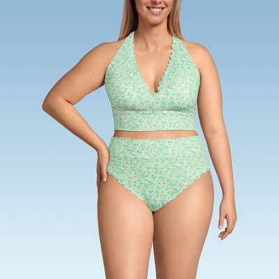 Lands' End Women's Tugless Scallop Halter Tankini Top