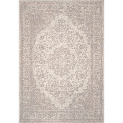 Classic Vintage Gray and Beige Rectangular Cotton Area Rug 6' x 9'