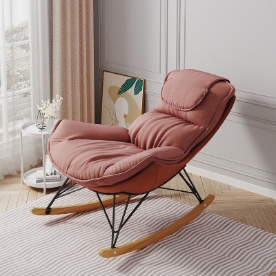 Light Luxury Single Rocking Chair with Washable Seat Cushion for Indoor, Accent Chair for Living Room and Bedroom - The Pop Home