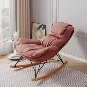 Light Luxury Single Rocking Chair with Washable Seat Cushion for Indoor, Accent Chair for Living Room and Bedroom - The Pop Home - 1 of 4