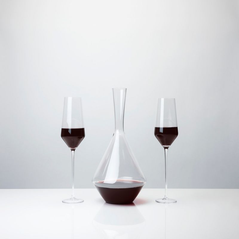 Viski Raye Bordeaux Wine Glasses & Decanter Set - Premium Crystal Clear Glass, Modern, Stemmed, Flat Bottom, Red Wine Gift - Set of 3, 3 of 7