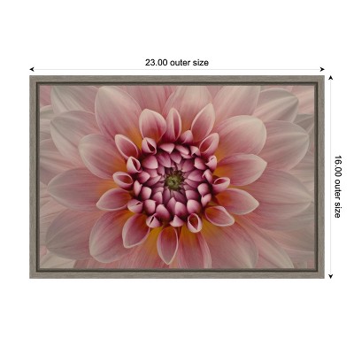 Pink Dahlia Macro Canvas Wall Art with Graywash Frame