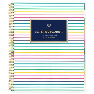 2021-22 Academic Planner 8.5" x 10.75" Plastic Weekly/Monthly Clear Pocket Cover Thin Happy Stripe - Emily Ley for At-A-Glance