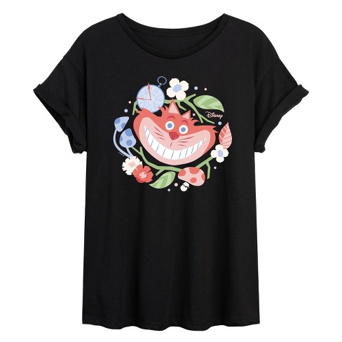 Women s Alice In Wonderland Cheshire Cat Oversized Graphic T shirt Black X large Target
