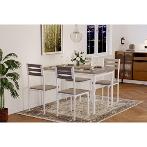 5 Piece Dining Table Set, Industrial Style Kitchen Table Set for 4, Dining Table and Chairs with Rectangular Table & 4 Chairs for Small Spaces - 1 of 4