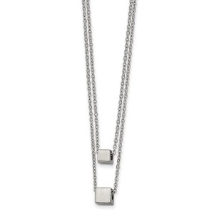 Chisel Stainless Steel Square Beads on a Two Strand 17" Cable Chain Necklace with a 2" Ext. Necklace - 1 of 2