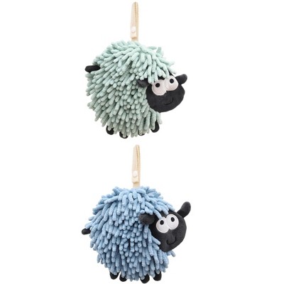 REGALWOVEN Cute Sheep Shape Chenille Soft Absorbent Hand Towels 2 Pcs