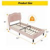 Twin Bed Frames with Smart LED Lights, Upholstered Bed Frame with Height Adjustable Bear Headboard, Velvet Princess Platform Bed Frame for Kids/Girls - 2 of 4