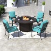 ALAULM 5 Piece Metal Outdoor Patio Furniture Set with Round Fire Pit Table, Patio Conversation Sets - 3 of 4