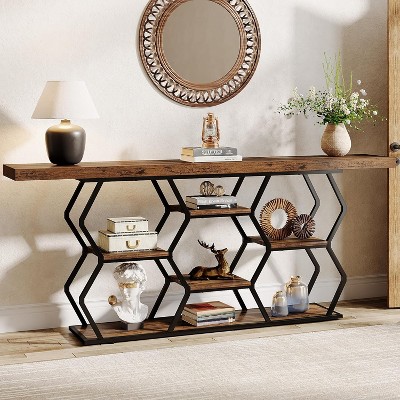 Tribesigns 70.86" Extra Long Console Table with Storage Shelves
