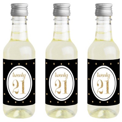 Big Dot of Happiness Gold - Tassel Worth The Hassle - Mini Wine Bottle Label Stickers - 2021 Grad Party Favor Gift for Women & Men - Set of 16