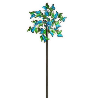 Wind & Weather Blue and Green Butterflies Metal Wind Spinner