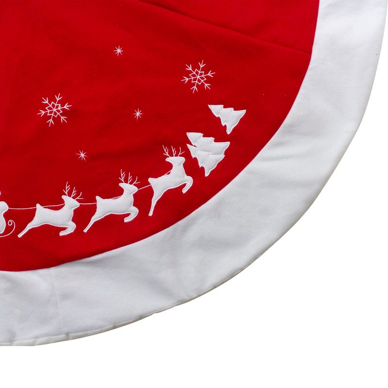 Northlight Santa Claus and Reindeer Christmas Tree Skirt - Red/White, 3 of 5