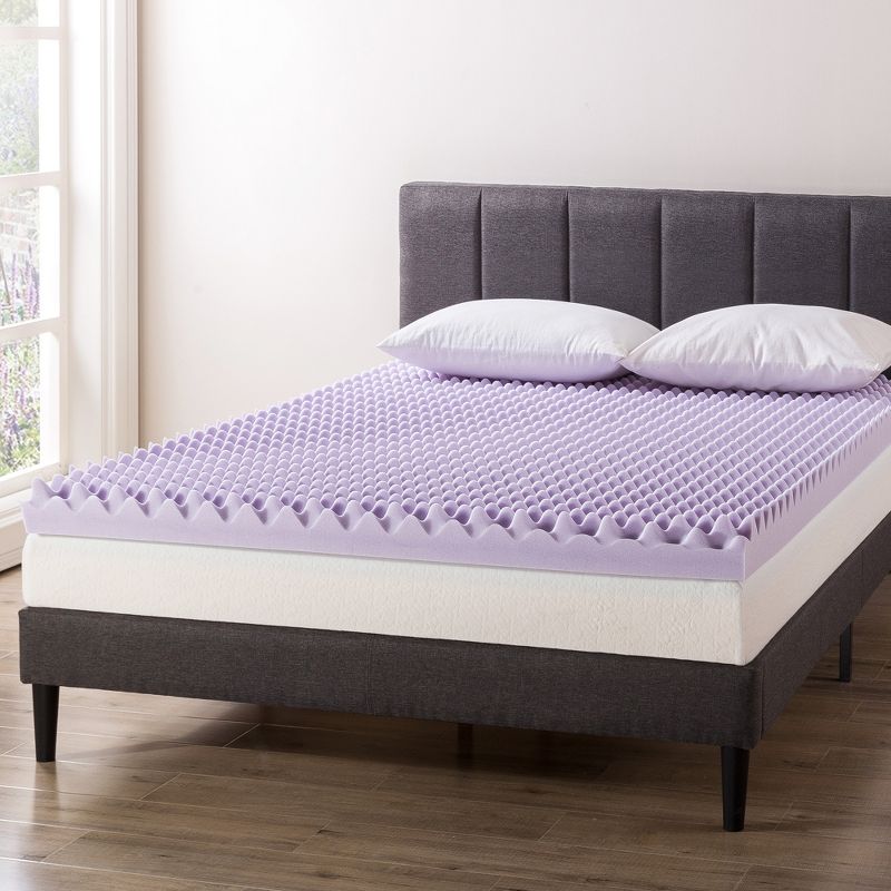 Mellow Egg Crate Memory Foam Lavender Infusion 4" Mattress Topper, 3 of 9