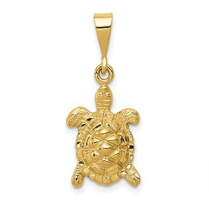 Black Bow Jewelry 14k Yellow Gold 2D Turtle Pendant - 1 of 4