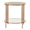 Inspire Q Octavia Metal End Table Champagne Gold Finish: Faux Marble Top, Fixed Shelf, Sofa Side Table - 4 of 4