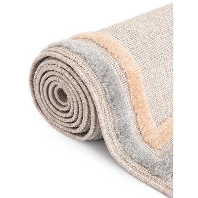 Ivory and Gray Rectangular Synthetic Kids Rug