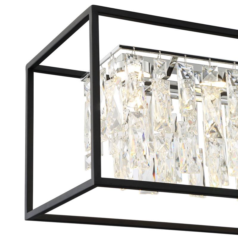 Possini Euro Design Black Chrome Large Rectangular Pendant Chandelier 35 1/2" Wide Modern LED Crystal 6-Light Fixture for Kitchen, 4 of 11