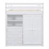 PAGED Twin Size Loft Bed with Desk Modern Simple Wooden Bed Frame with Storage Shelves, Wardrobe and Guardrail for Bedroom - 3 of 4
