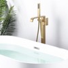 WOWOW Waterfall Single-Handle Freestanding Tub Faucet with Handshower, Brass Floor Mounted Tub Filler Faucet in Brushed Nickel - 4 of 4