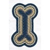 Earth Rugs Medium Dog Bone Mat 13"x22", Lt. Blue, Dk. Blue & Mustard Braided Jute, Coastal Rustic Pet Rug for Feeding Areas - 2 of 3
