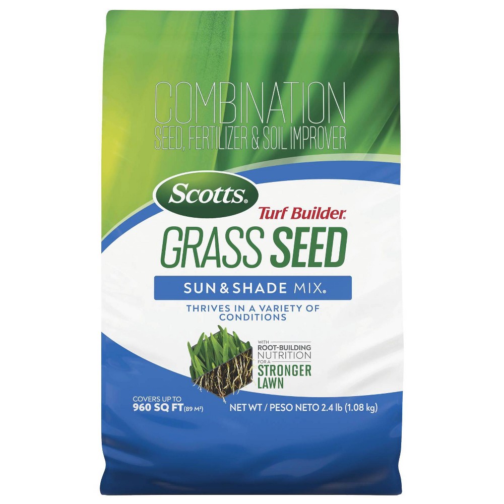 Photos - Garden & Outdoor Decoration Scotts Turf Builder 2.4lbs Grass Seed Sun and Shade Mix: Lawn Overseeding,