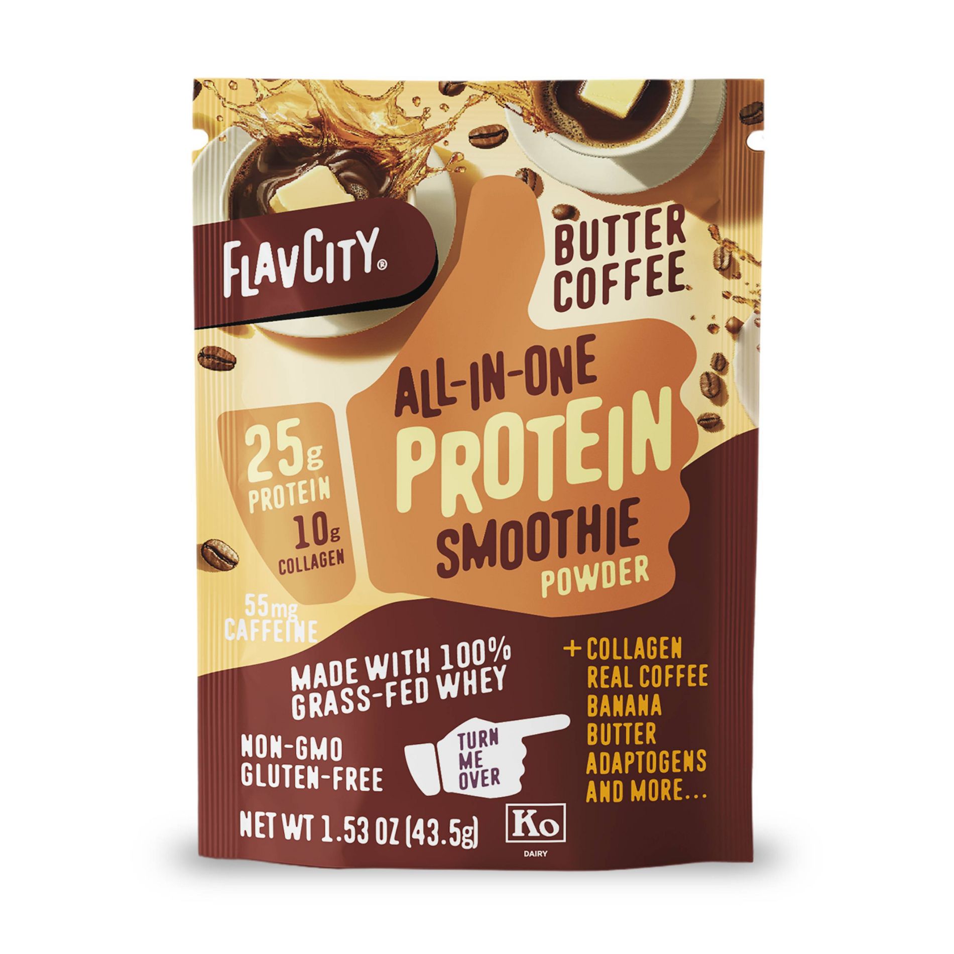 FlavCity Single Serve Protein Smoothie Powder - Butter Coffee - 43.5gms