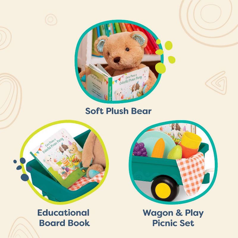 B. toys Teddy Bear, Board Book &#38; Picnic Set - Happyhues Cara Mellow Bear, 6 of 13