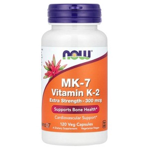 NOW Foods MK-7, Vitamin K-2, Extra Strength, 300 mcg, 120 Veg Capsules - 1 of 2