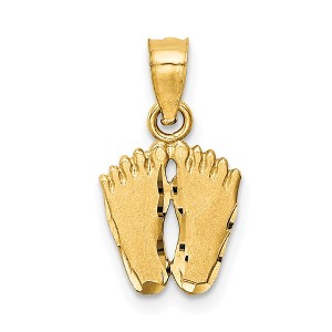 Black Bow Jewelry Kids 14k Yellow Gold Small Footprints Pendant, 10mm (3/8 Inch) - 1 of 4