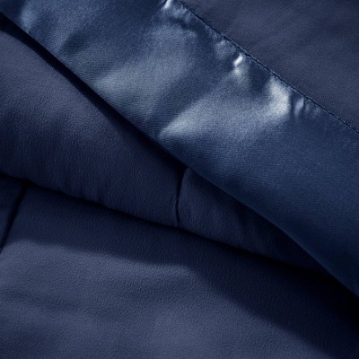 Full/Queen Blue Down Alternative Blanket with Satin Trim